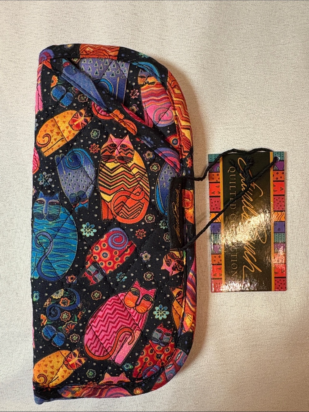 Laurel Burch Cat Print Quilted Eyeglass Pouch/ 2 pocket